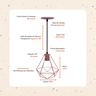 Luminária Pendente Diamante Lustre Aramado Retrô Elegance:Rosé/P - 2