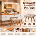 Ver imagem 2 de Penteadeira Camarim Retrô com Banqueta 5 Gavetas Espelho Iluminado