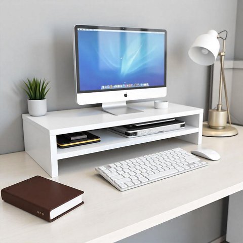 Suporte para Monitor Mdf Duplo Mesa Notebook Tv Home Office Base Decorativo