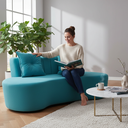 Ver imagem 1 de Sofá 2 Lugares Orgânico Curvo Madrid 150cm Suede Azul Turquesa