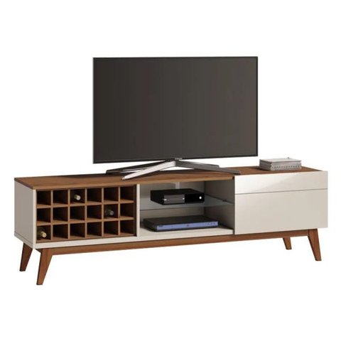 Rack Classic Ad 180cm Off White com Freijó - Imcal Móveis