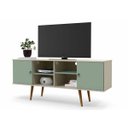 Ver imagem 1 de Rack Estrela Off White com Verde Bellagio - Patrimar Móveis