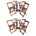 Ver imagem 1 de Kit 2 Conjuntos Bistrô Mesa com 4 Banquetas Dobráveis de Madeira Personalizada Hei - Imbuia Marrom