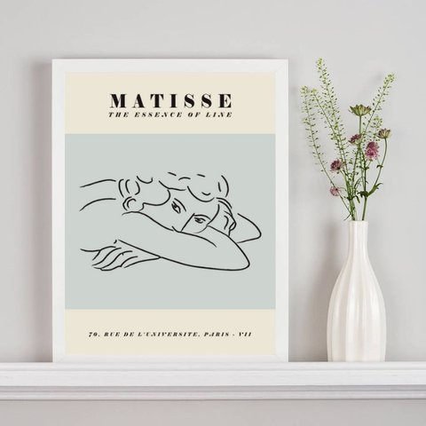 Quadro Poster Matisse - The Essence Of Line 33x24cm - com Vidro:madeira Branca
