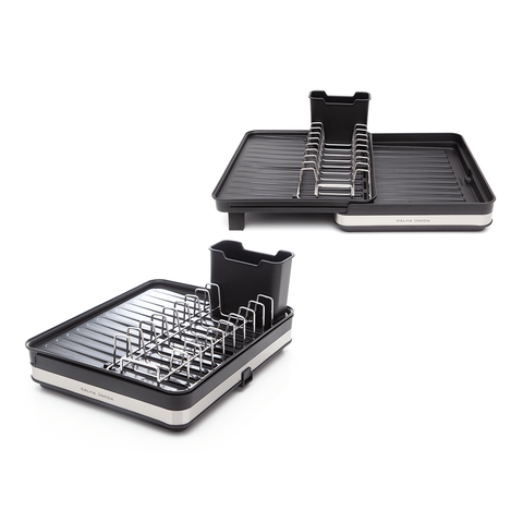 Escorredor de Louça Calha Úmida Duetto 36,5x51x18cm em Aço Inox com Bandeja Coletora Extensível