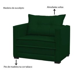 Poltrona Cama Londres Suede Verde D'monegatto - 6