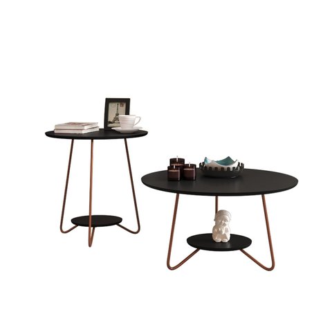 Conjunto Mesa de Centro/apoio Liz Preta Sala Ej Móveis