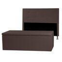 Ver imagem 1 de Kit Cabeceira e Calçadeira Baú Casal 1,40m Berlim Material Sintético Marrom Sky Mobile