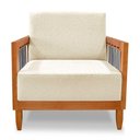 Ver imagem 7 de Kit 2 Poltronas Decorativa Marilia Linho Base em Madeira Castanho - Pallazio Cor Bege
