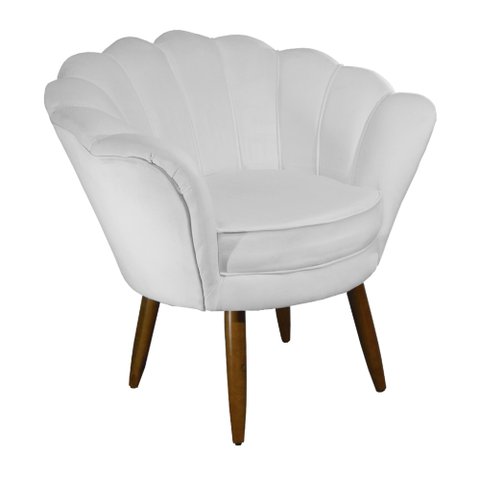 Poltrona Decorativa Pétala Pés Palito Suede Branco - Ds Estofados