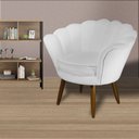 Ver imagem 2 de Poltrona Decorativa Pétala Pés Palito Suede Branco - Ds Estofados