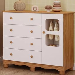 Cômoda Infantil Uli Peroba em 100% Mdf Branco com Amêndoa Branco Amêndoa - 6