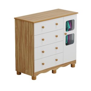 Cômoda Infantil Uli Peroba em 100% Mdf Branco com Amêndoa Branco Amêndoa