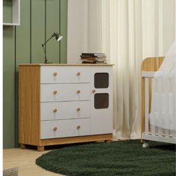 Cômoda Infantil Uli Peroba em 100% Mdf Branco com Amêndoa Branco Amêndoa - 7
