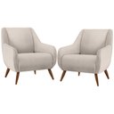 Ver imagem 1 de Kit 02 Poltronas Decorativa Fixa Pés de Madeira Paloma D02 Linho Cru B-443 - Lyam Decor