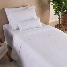 Kit Cobre Leito Solteiro Bordado Urbany Hipercal 400 Fios Branco - 2