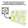 Placa Tripla Pix Instagram Whatsapp Acrílico Qr Code Display 22x15cm - 2