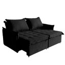Ver mais imagens de Sofá Cama 2 Lugares Singapura Reclinável 190cm em Bouclê com Catraca Reforçada e 2 Almofadas:Preto