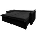 Ver imagem 4 de Sofá Cama 2 Lugares Singapura Reclinável 190cm em Bouclê com Catraca Reforçada e 2 Almofadas:Preto