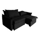 Ver imagem 5 de Sofá Cama 2 Lugares Singapura Reclinável 190cm em Bouclê com Catraca Reforçada e 2 Almofadas:Preto