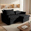 Ver imagem 1 de Sofá Cama 2 Lugares Singapura Reclinável 190cm em Bouclê com Catraca Reforçada e 2 Almofadas:Preto