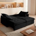 Ver imagem 2 de Sofá Cama 2 Lugares Singapura Reclinável 190cm em Bouclê com Catraca Reforçada e 2 Almofadas:Preto