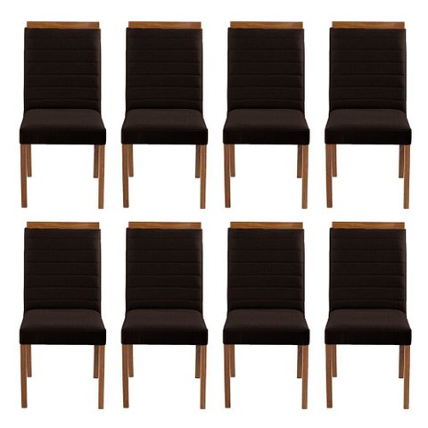 Kit 8 Cadeiras Decorativas Sala de Jantar Luxo Sueli Facto Marrom - Mozzelar