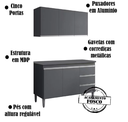Ver imagem 2 de Jogo de Cozinha Armário 120mt e Balcão com Tampo Mdp 120mt Andréia Cinza Ajl