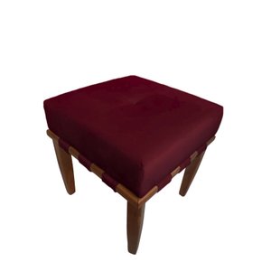 Banqueta Puff Quadrado Vermelho Bordô Pé Palito