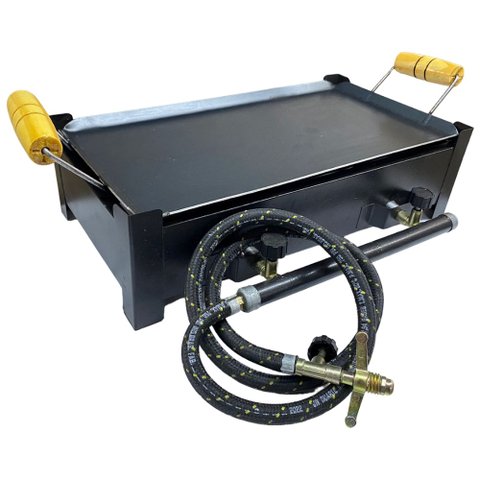 Fogareiro Gás 2 Bocas Semi Industrial Alta Pressão com Chapa Estilofer P003
