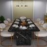 Mesa Retangular Sala de Jantar Mdf 220x80 Estampa Mármore Branco Base Pérola Sofisticada - 1