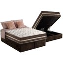 Ver imagem 1 de Cama Box Baú King: Colchão Molas Ensacadas Superlastic Classic + Base Crc Suede Brown (193x203)