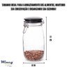 Pote Vidro Porta Mantimentos Alimentos Tampa Hermética Preta a Vácuo Organizador 22cm 1500ml Wincy - 4