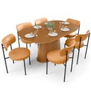 Ver imagem 1 de Mesa Valência com 06 Cadeiras para Sala de Jantar Louise L02 Couríssimo Whisky - Lyam Decor