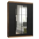 Ver imagem 2 de Guarda-Roupa Solteiro 4 Portas Batentes com Espelho Rustic/Preto/Preto Saturno Madesa