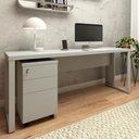 Ver imagem 1 de Mesa Escrivaninha Industrial 1,90m com Gaveteiro e Pés Metal Cor:cinza Claro