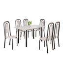 Ver imagem 2 de Conjunto de Mesa Tubular com 6 Cadeiras Lara Prata/Bege