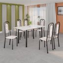 Ver imagem 1 de Conjunto de Mesa Tubular com 6 Cadeiras Lara Prata/Bege
