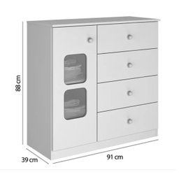 Guarda-roupa e Cômoda Infantil Xodo Branco Almendra Móveis Estrela - 7