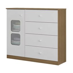 Guarda-roupa e Cômoda Infantil Xodo Branco Almendra Móveis Estrela - 5