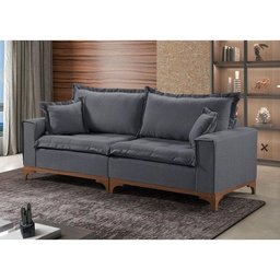 Sofá 3 Lugares Living M-47 Veludo Martins Grafite - 2