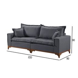 Sofá 3 Lugares Living M-47 Veludo Martins Grafite - 3