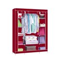 Ver imagem 4 de Cabideiro Portátil Prateleiras Dobrável Armário Arara Grande Organizador Vermelho