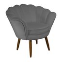 Ver imagem 1 de Poltrona Decorativa Pétala Suede Cinza Pés Madeira Mz Decor