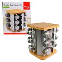 Ver imagem 2 de Porta Condimentos Giratório Inox com Base de Bambu 12 Potes 90ml
