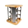 Porta Condimentos Giratório Inox com Base de Bambu 12 Potes 90ml - 5