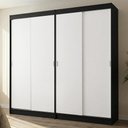 Ver imagem 3 de Conjunto 2 Guarda-Roupas 4 Portas de Correr Preto/Branco Tokio Madesa