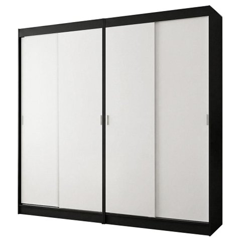 Conjunto 2 Guarda-Roupas 4 Portas de Correr Preto/Branco Tokio Madesa