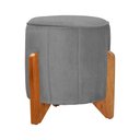 Ver imagem 1 de Puff Jade Pés de Madeira Suede: Cinza