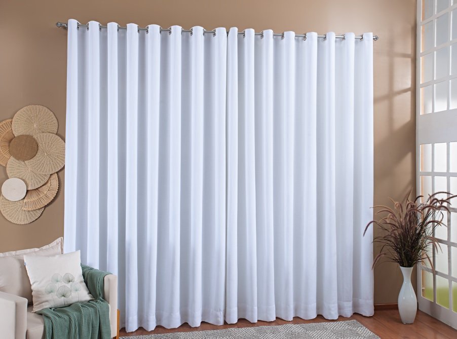 Cortina Gaze De Linho Forro Blackout 8,00x2,60m Sala E Quarto Branco - 3